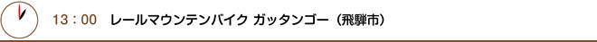 13：00　レールマウンテンバイク ガッタンゴー（飛騨市）